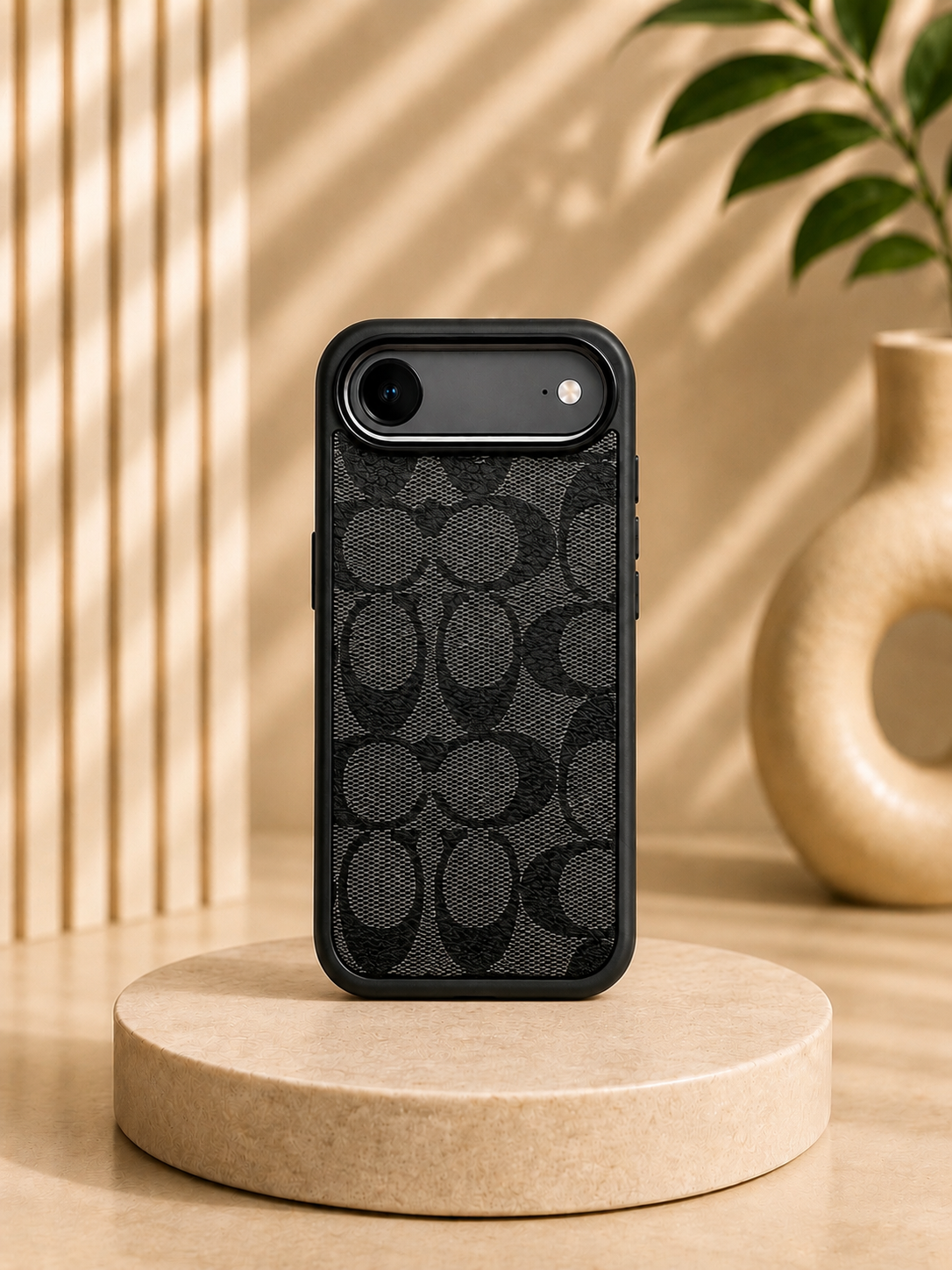 CCH Luxury Branded PU Leather Case for iPhone 17 Air(Black)