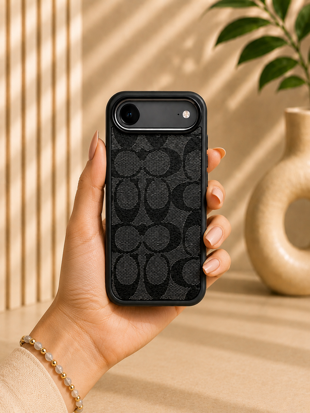CCH Luxury Branded PU Leather Case for iPhone 17 Air(Black)