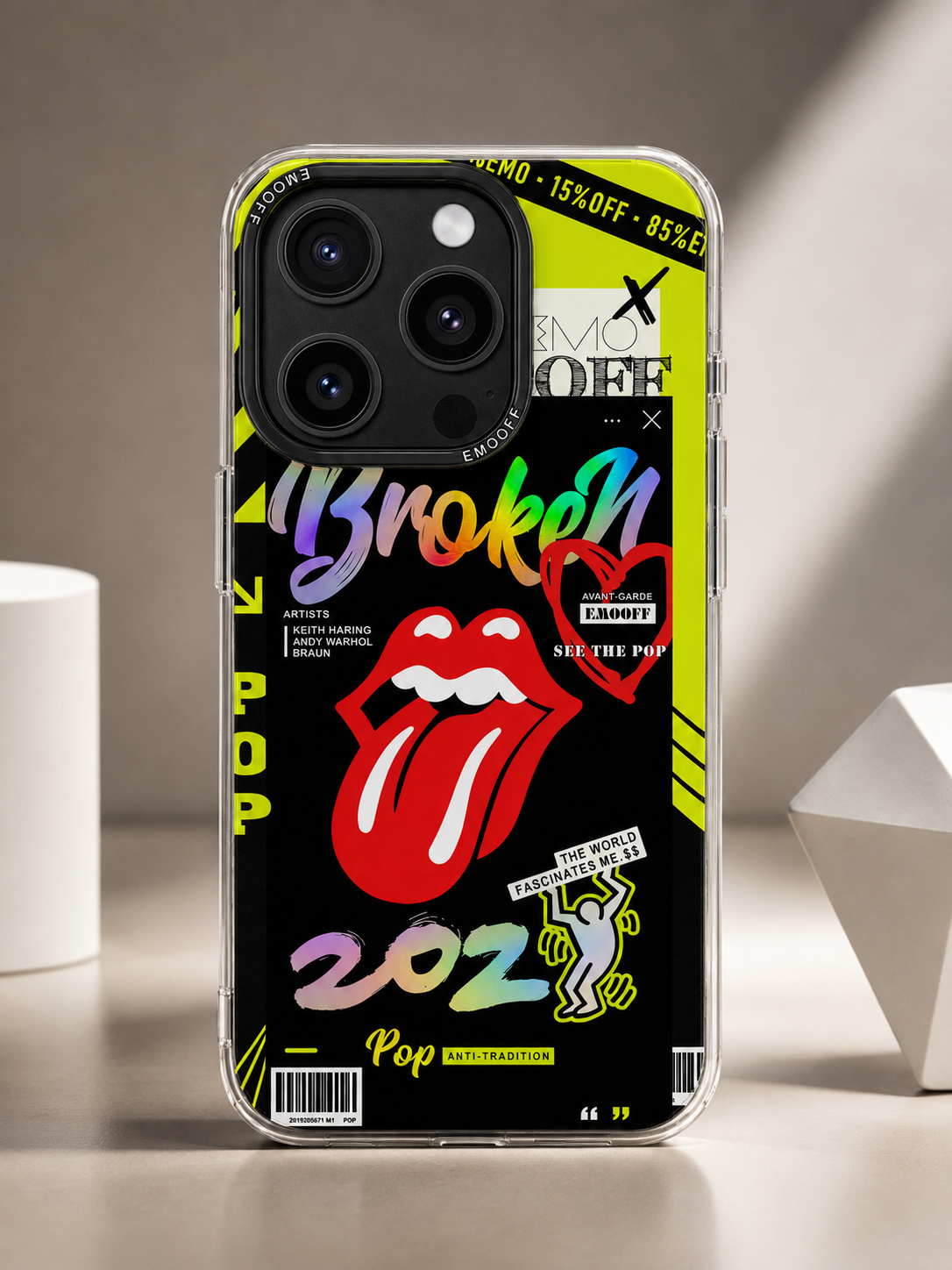 EMO OFF Broken Designer Case For iPhone 15 Pro Max
