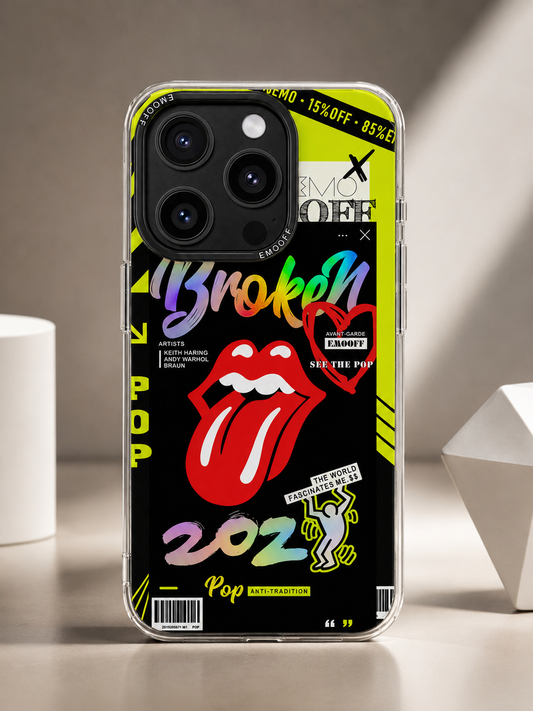 EMO OFF Broken Designer Case For iPhone 15 Pro Max