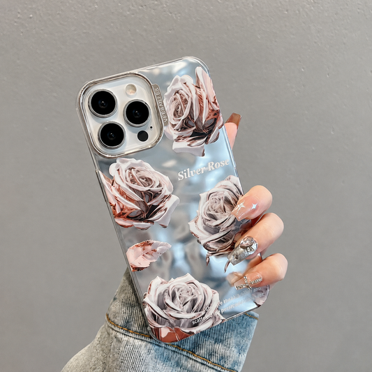 Rose Silver Chrome Designer Silicon Case for iPhone 15 Pro Max