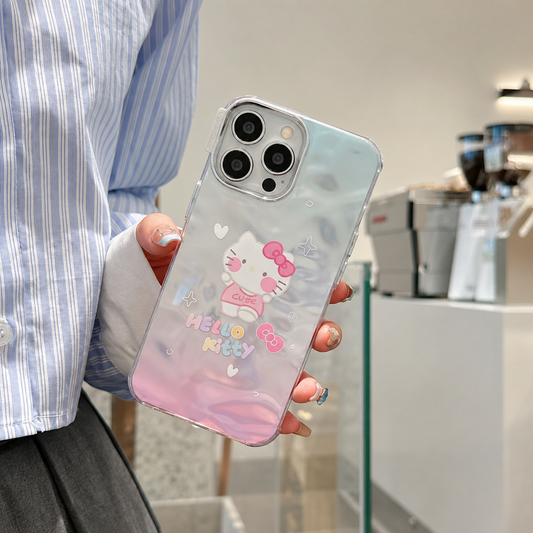 Kitty Silver Chrome Designer Silicon Case for iPhone 15 Pro Max
