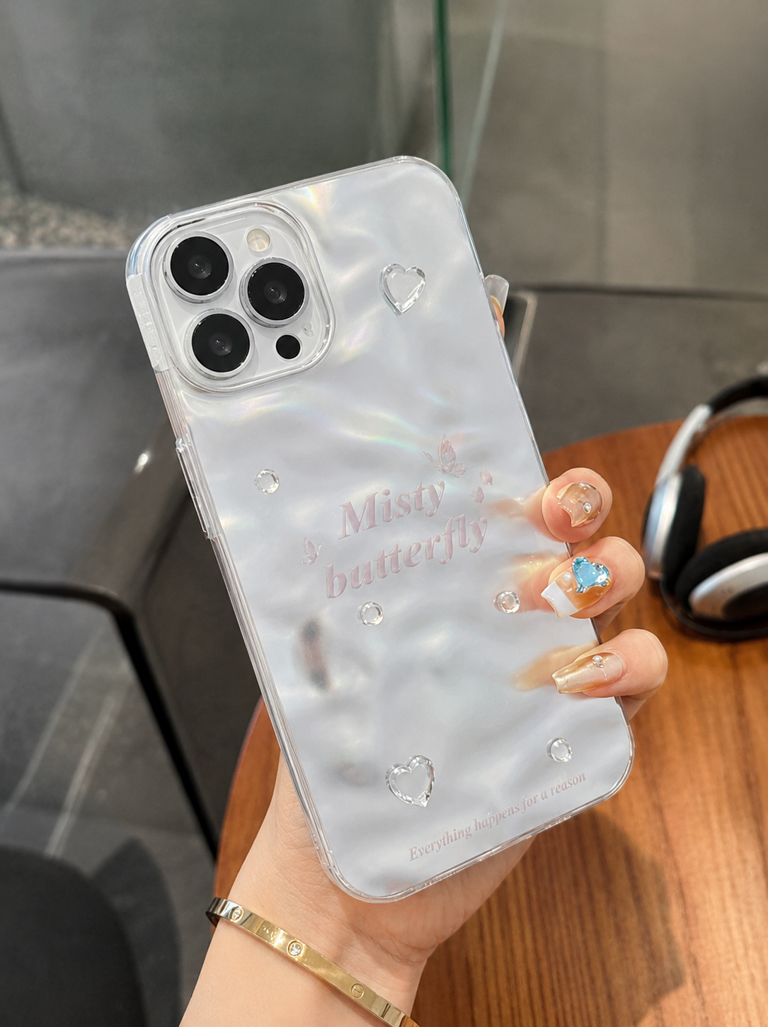 Misty Butterfly  Chrome Designer Silicon Case for iPhone 15 Pro