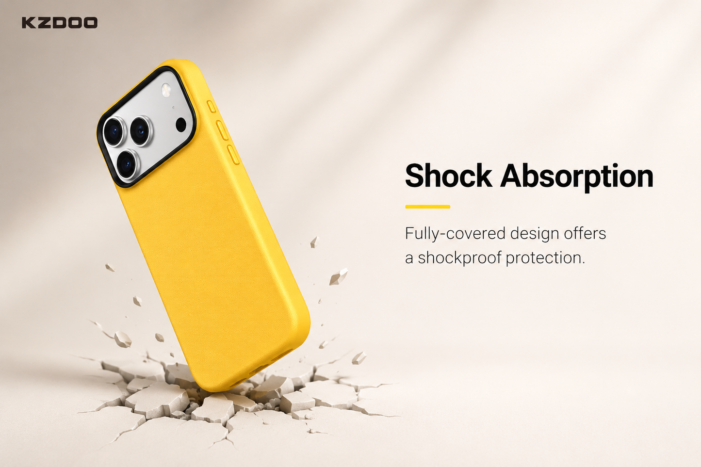 KZDOO MAG NOBLE PU Leather Case For iPhone 17 Pro (Yellow)