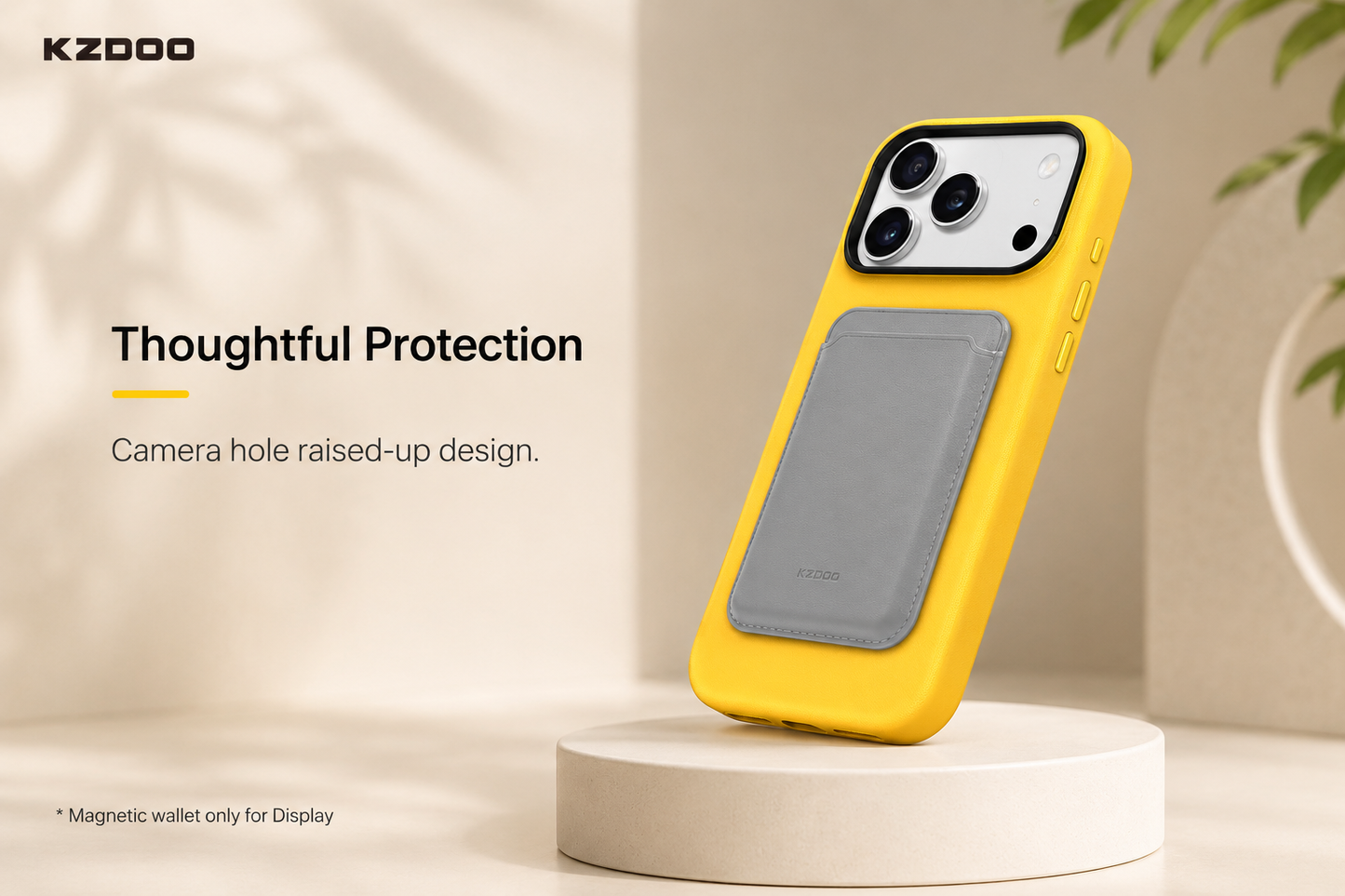 KZDOO MAG NOBLE PU Leather Case For iPhone 17 Pro (Yellow)
