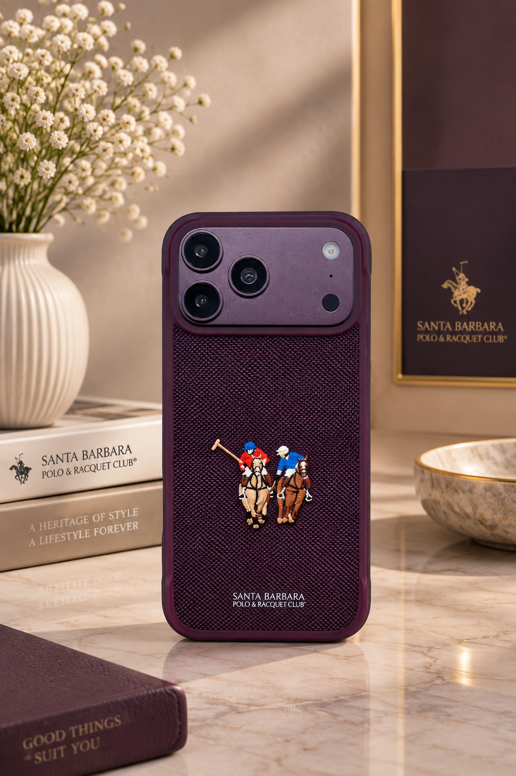 Santa Barbara Polo MYRTLE Series Case For iPhone 17 Pro / 18 Pro (Burgundy)
