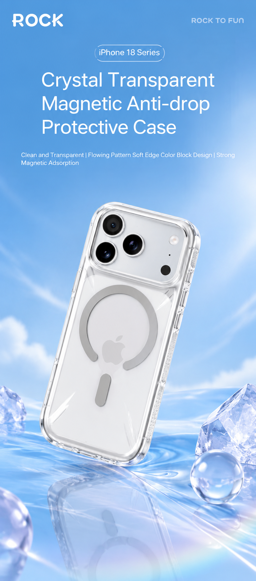 Rock Crystal Shell Series Case For iPhone 17 Pro /18 Pro (Grey) (Code:4986)