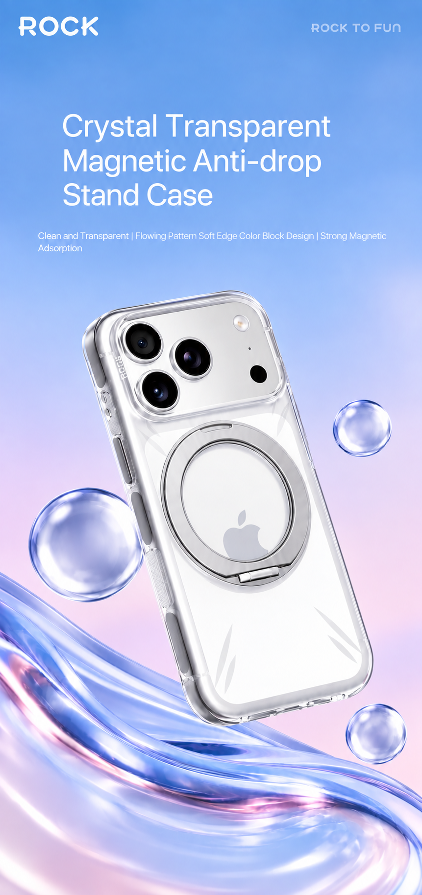 Rock Crystal Shell Rotating Series Case For iPhone 17 Pro /18 Pro (Grey) (Code:4992)