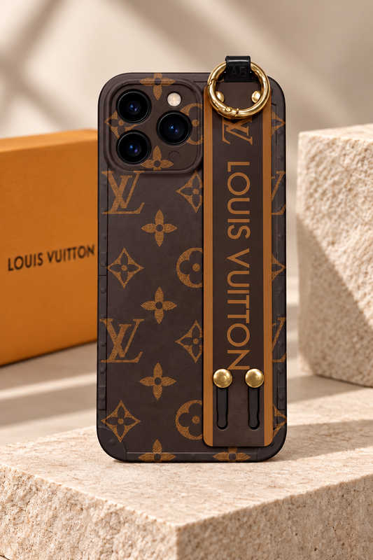 Luxury LV Designer Strap Case For iPhone 14 Pro Max (Brown)