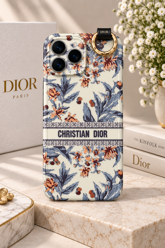 Floral Dior Designer Case For iPhone 14 Pro Max (White)