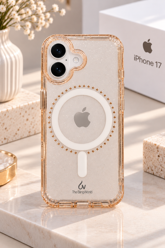 Swarovski Bling World Transparent MagSafe Stone Case for iPhone 17 (Rose Gold)