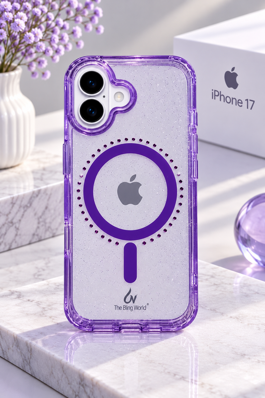 Swarovski Bling World Transparent MagSafe Stone Case for iPhone 17 (Purple)