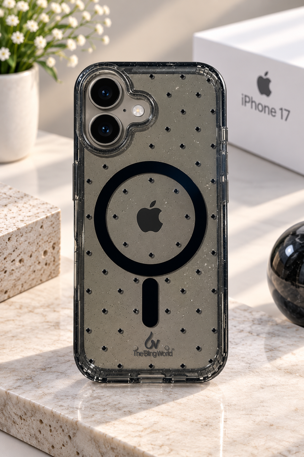 Swarovski Bling World Transparent MagSafe Stone Case for iPhone 17 (Black)