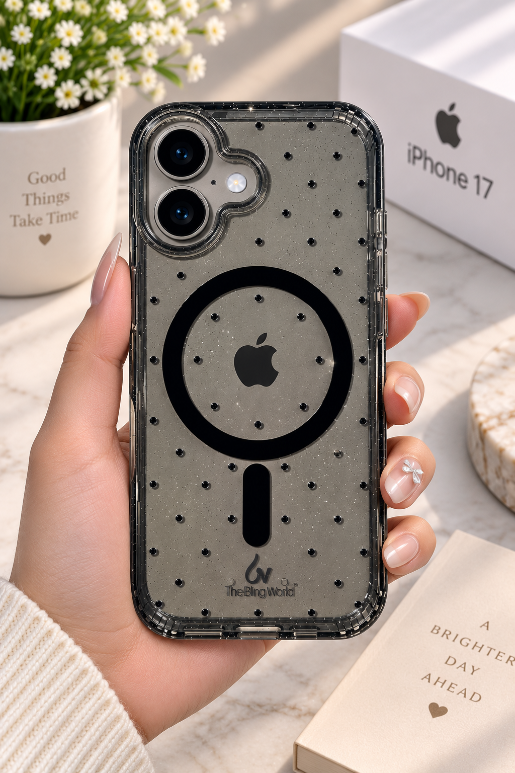 Swarovski Bling World Transparent MagSafe Stone Case for iPhone 17 (Black)