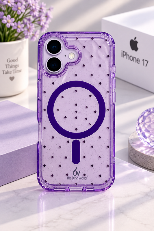 Swarovski Bling World Transparent MagSafe Stone Case for iPhone 17 (Purple)
