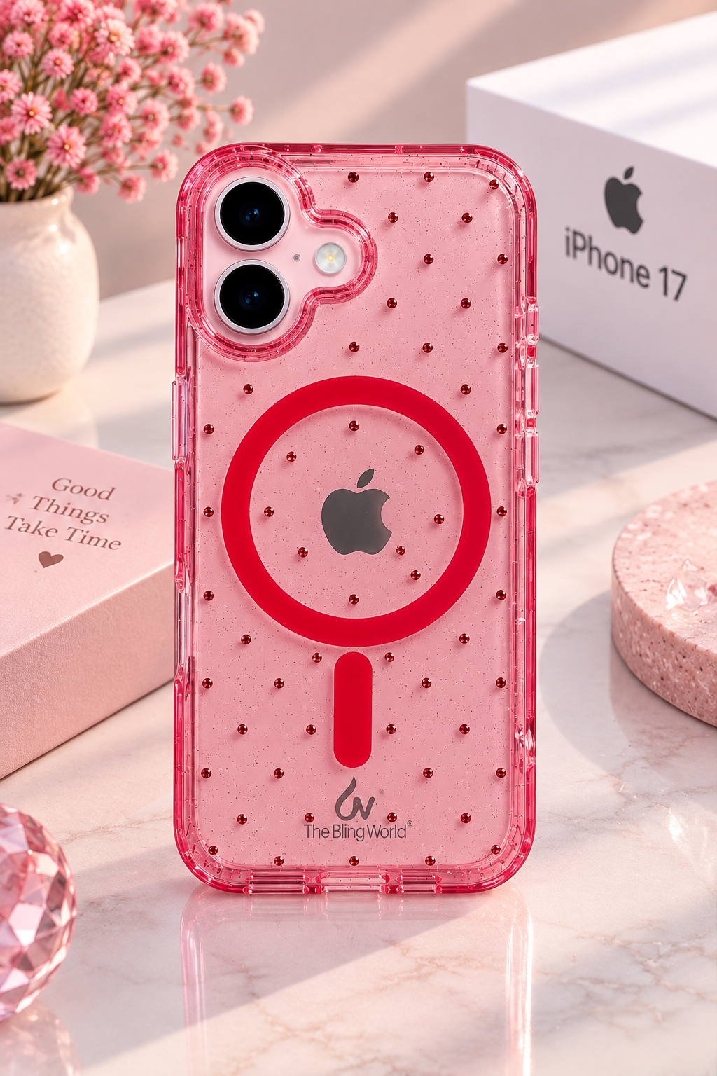 Swarovski Bling World Transparent MagSafe Stone Case for iPhone 17 (Pink)