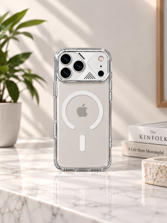 Transparent Metal Camera Cover MagSafe Case For iPhone 17 Pro Max / 18 Pro Max (Clear)