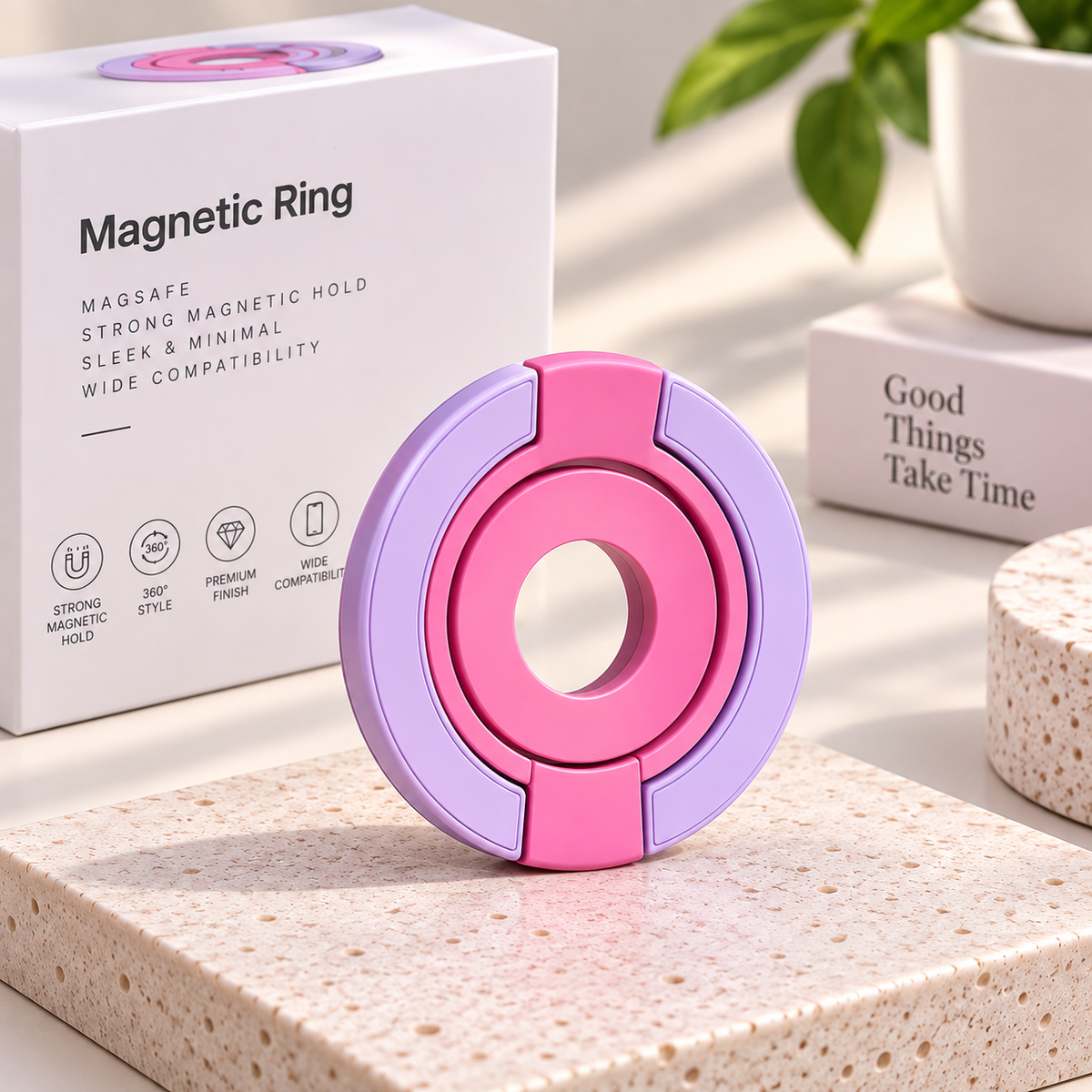 Multipurpose Magnetic MagSafe Ring Stand (Pink/Purple)