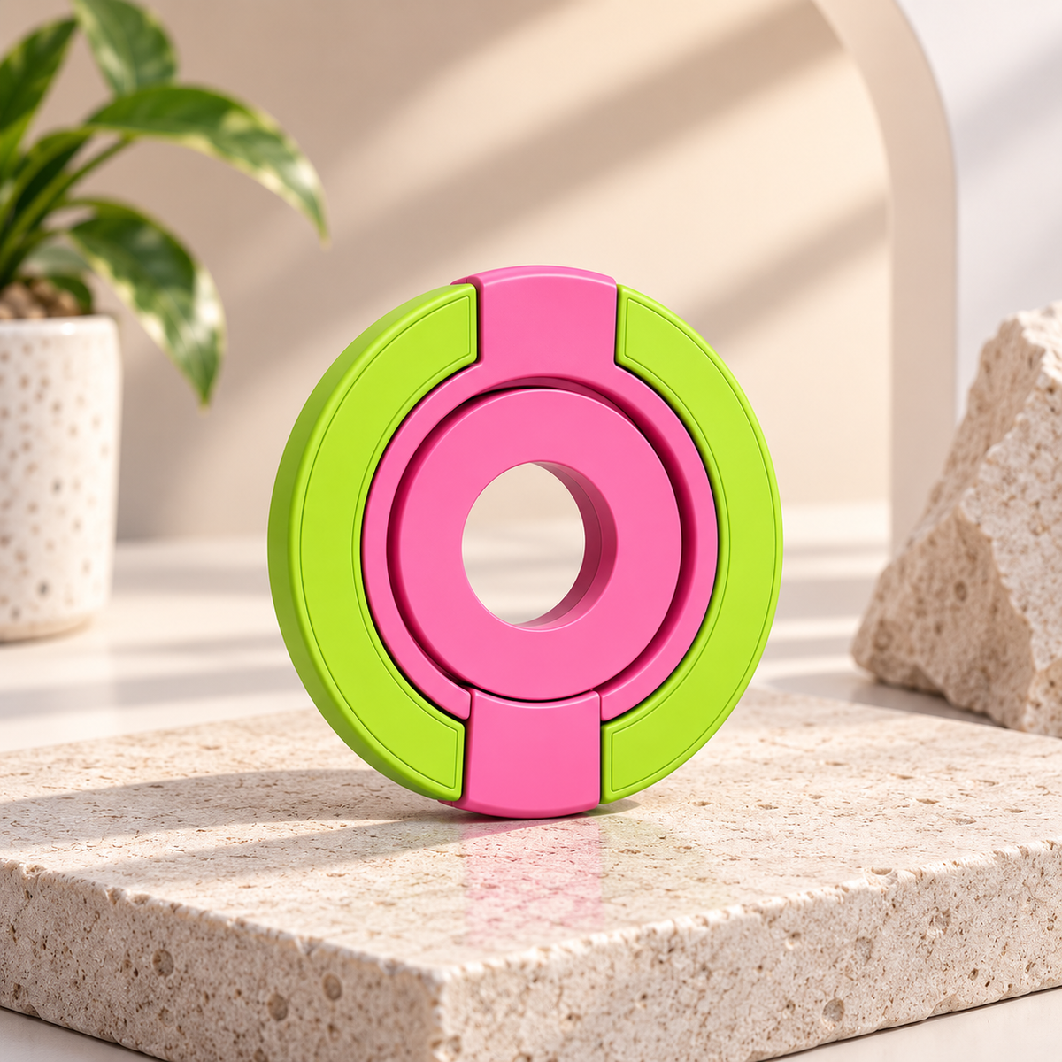 Multipurpose Magnetic MagSafe Ring Stand (Pink/Green)