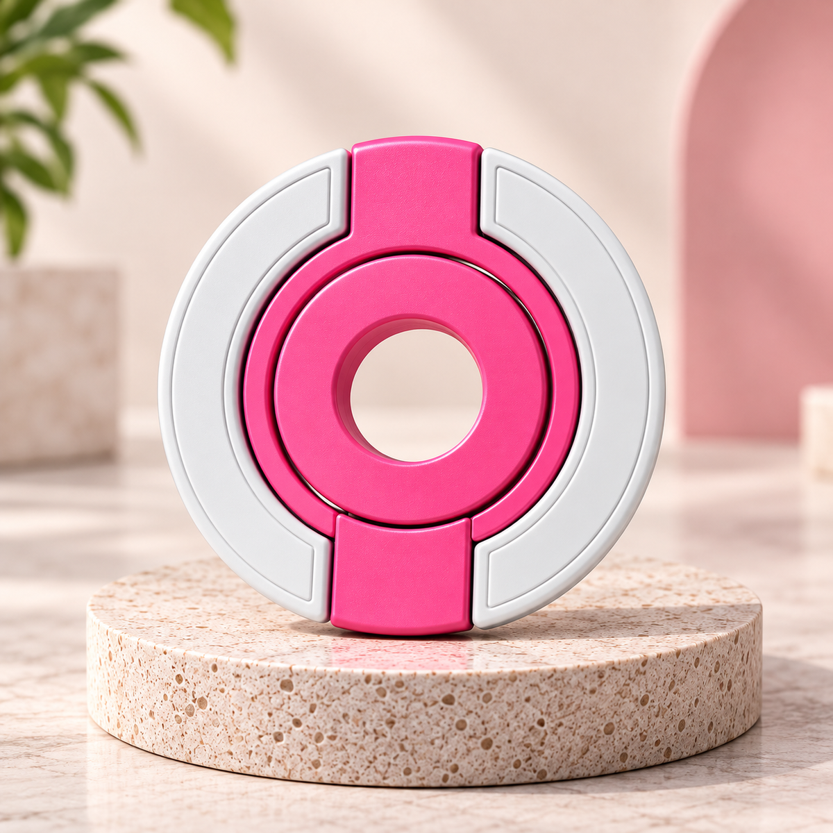 Multipurpose Magnetic MagSafe Ring Stand (Pink/White)
