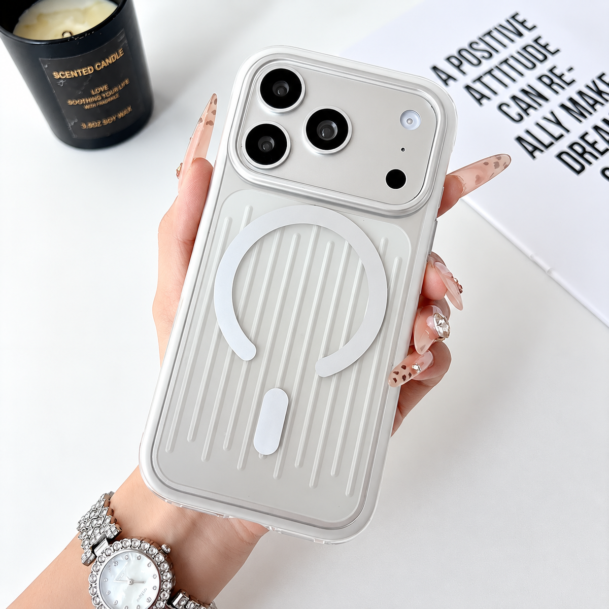 Dual Colour Matte Finish MagSafe Case for iPhone 17 Pro / 18 Pro (Silver)