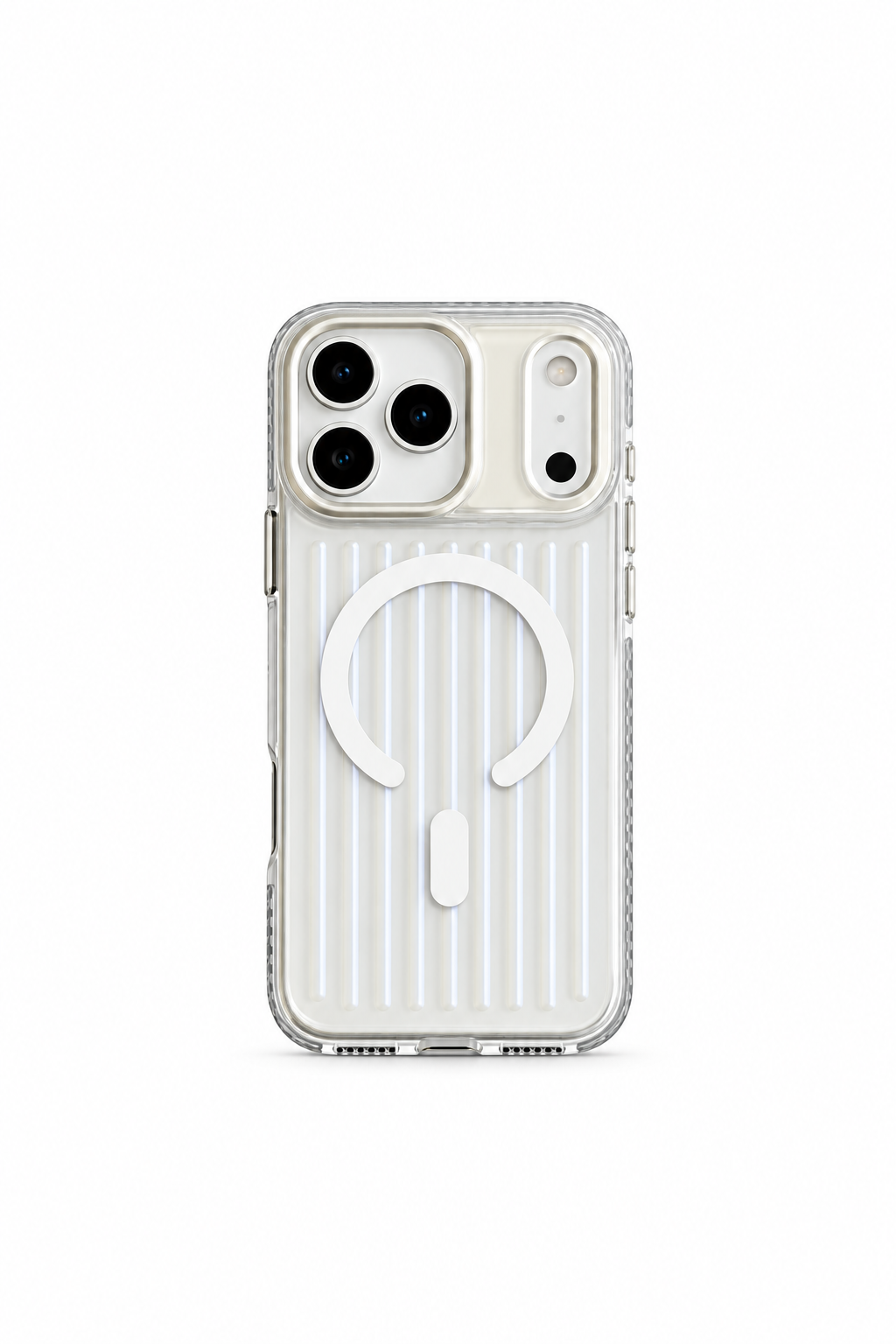 Glossy Aurora Reflection MagSafe Case For iPhone 17 Pro / 18 Pro (Silver)