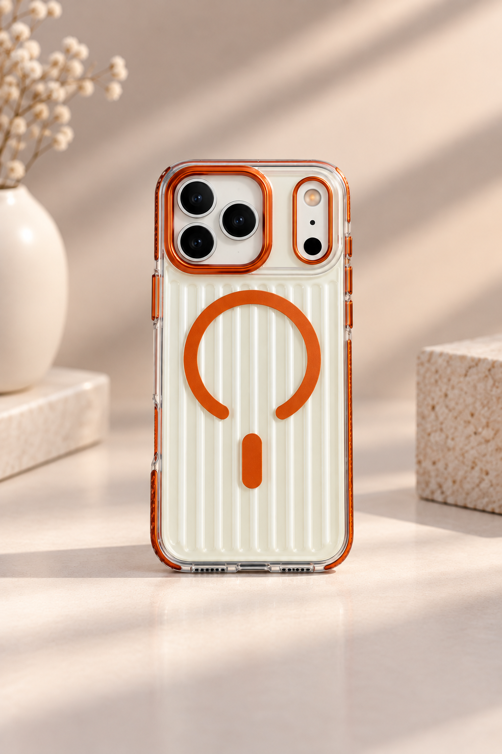 Glossy Aurora Reflection MagSafe Case For iPhone 17 Pro / 18 Pro (Orange)