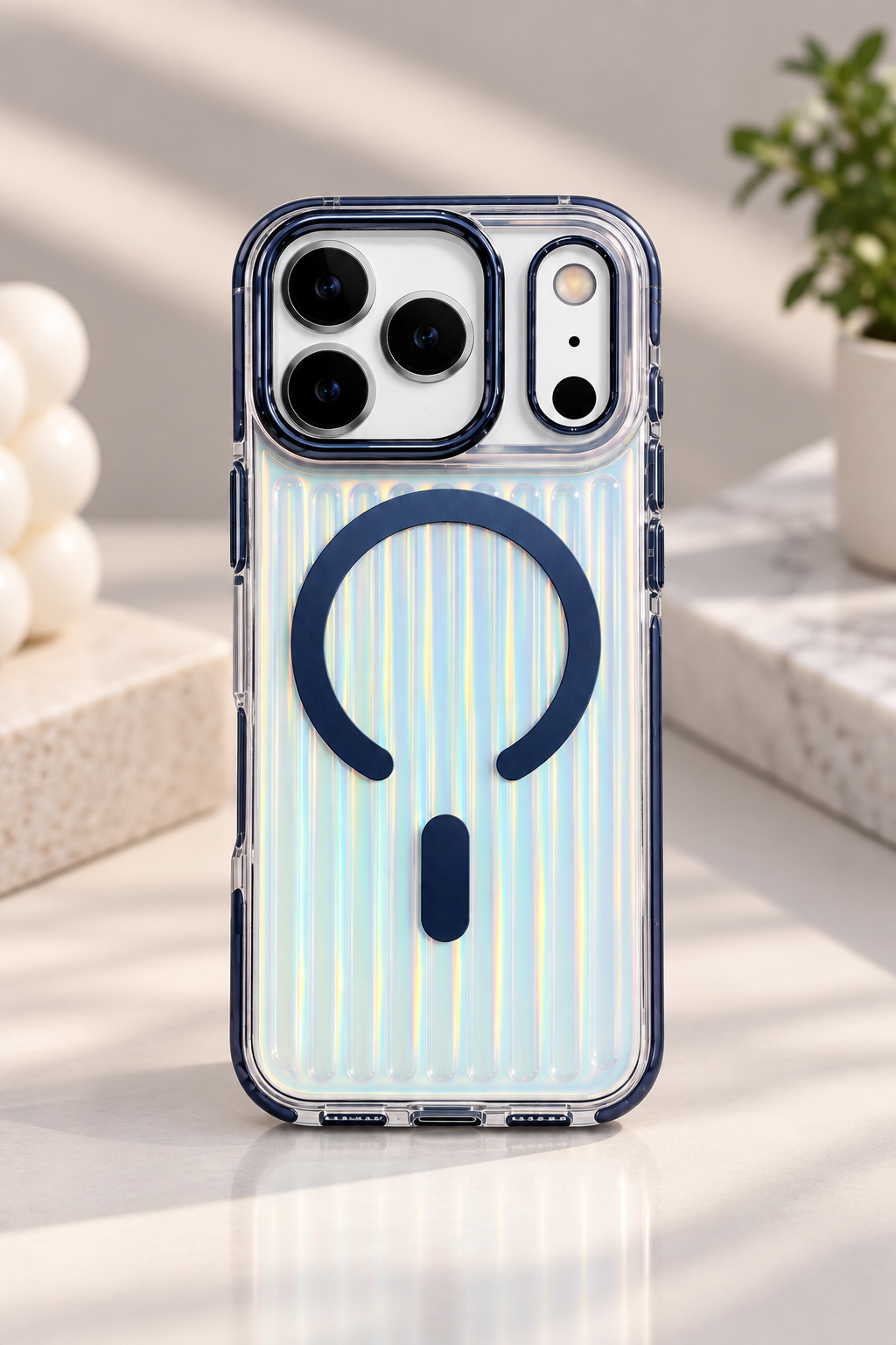 Glossy Aurora Reflection MagSafe Case For iPhone 17 Pro / 18 Pro (Dark Grey)