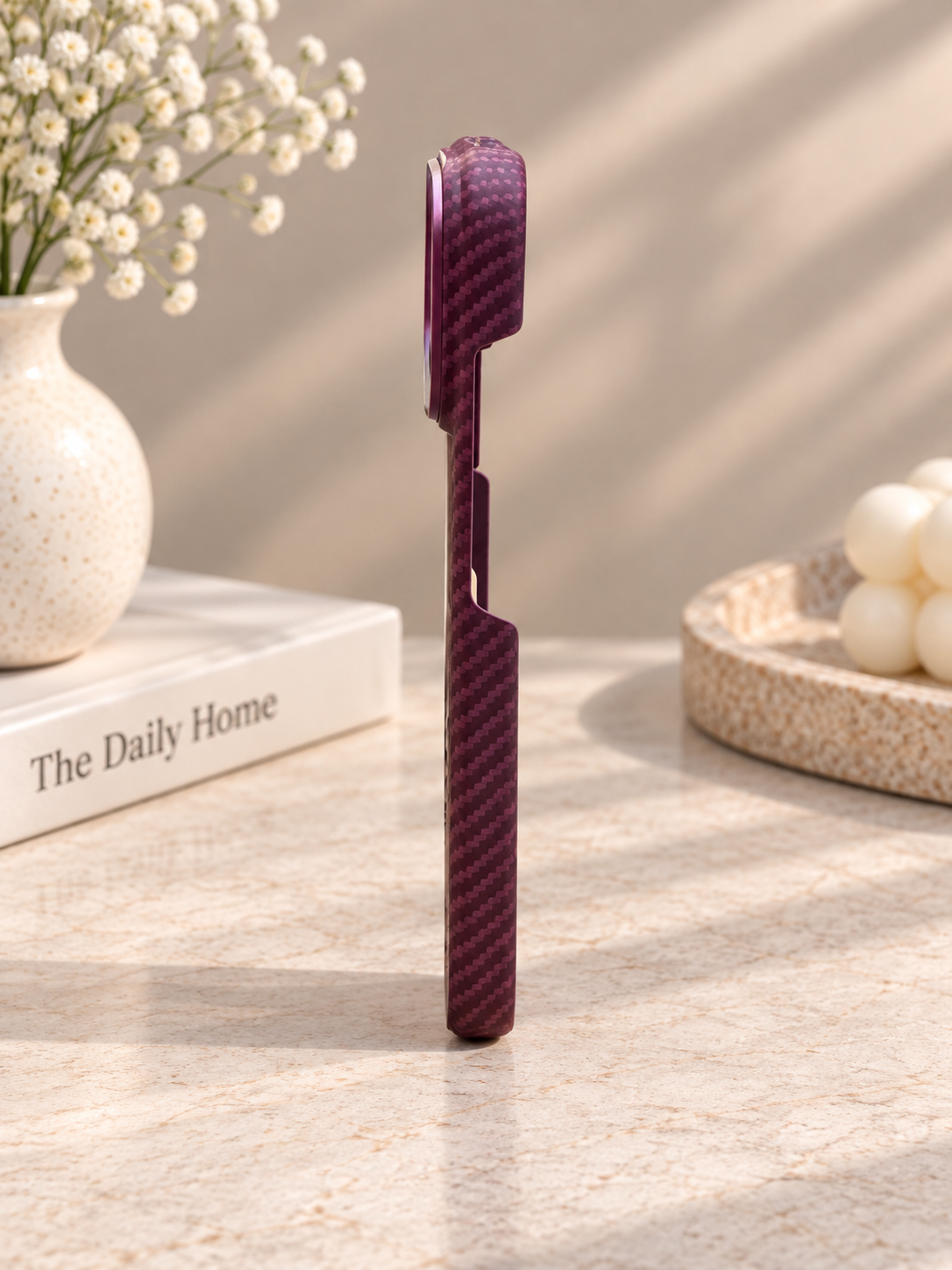 Carbon Fibre Case For iPhone 17 Pro / 18 Pro (Burgundy) (Code:5051)