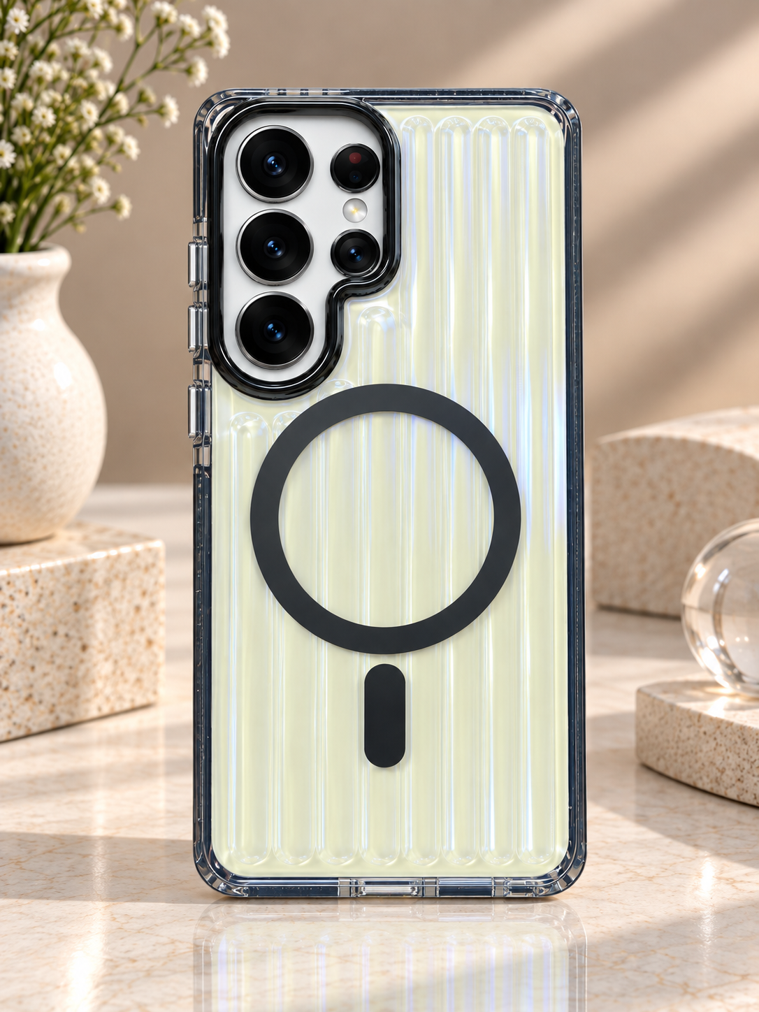 Glossy Aurora Reflection Case For Samsung S26 Ultra (Grey) (Code:5065)