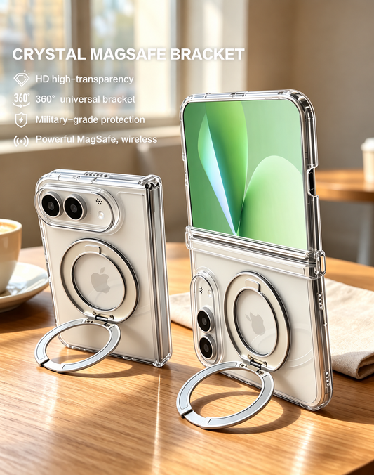 Crystal Clear 360° Rotating MagSafe Case For iPhone 18 Duo (Clear) (Code:5066)