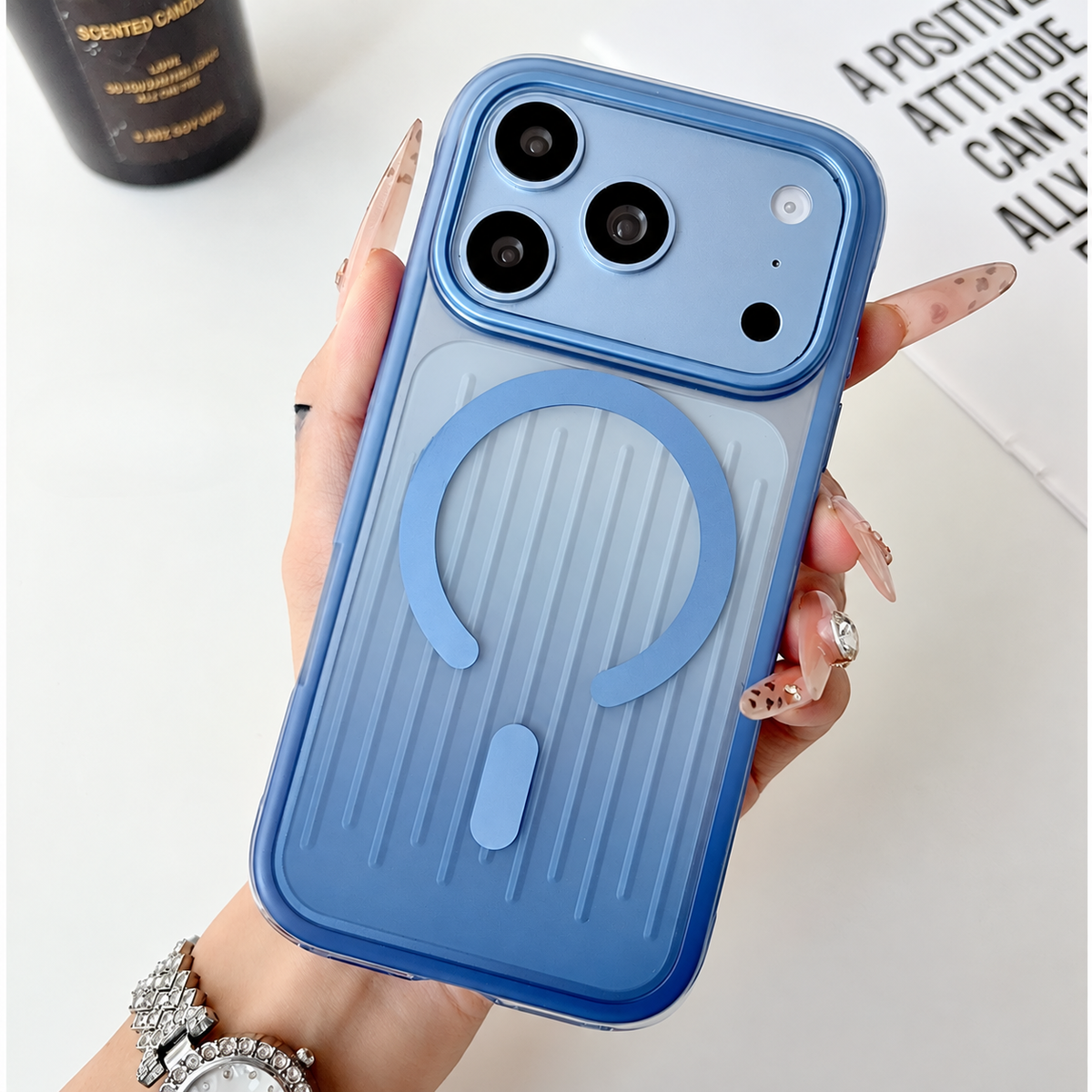 Dual Colour Matte Finish MagSafe Case for iPhone 17 Pro Max / 18 Pro Max (Glacier Blue) (Code:5010)
