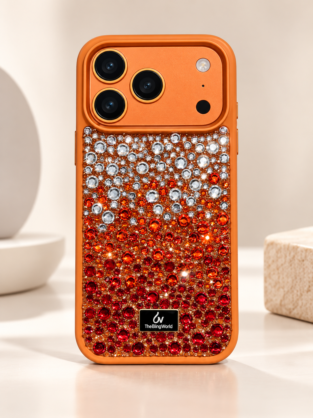 Swarovski Bling World Gradient Rhinestone Case For iPhone 17 Pro / 18 Pro (Orange) (Code:4027)
