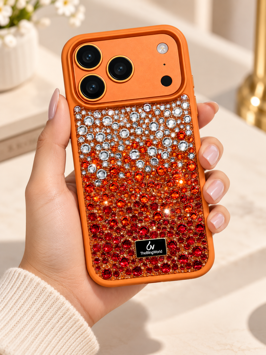 Swarovski Bling World Gradient Rhinestone Case For iPhone 17 Pro / 18 Pro (Orange) (Code:4027)