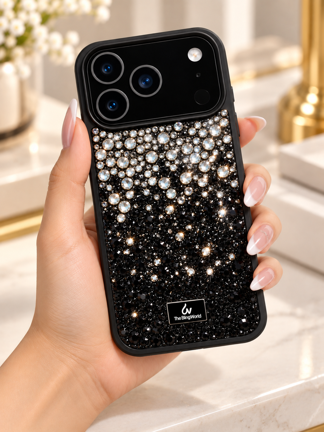 Swarovski Bling World Gradient Rhinestone Case For iPhone 17 Pro / 18 Pro (Black) (Code:4025)