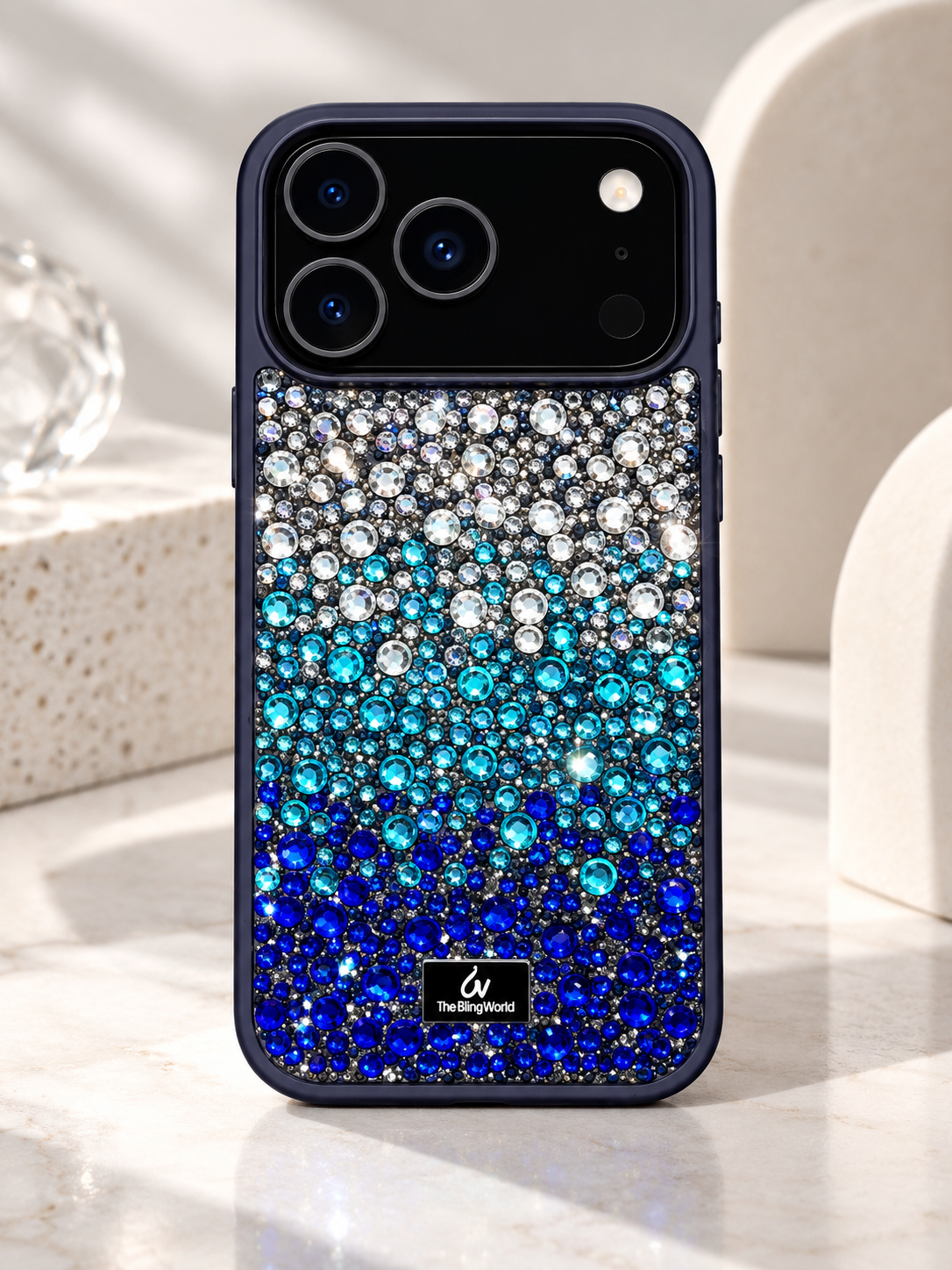 Swarovski Bling World Gradient Rhinestone Case For iPhone 17 Pro / 18 Pro (Blue) (Code:4026)