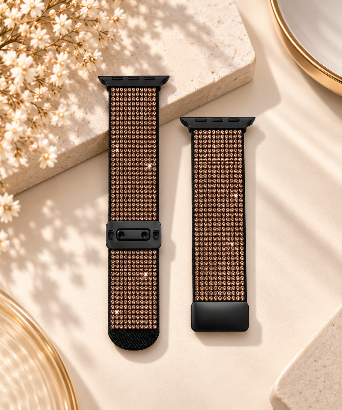 Swarovski Glitter Watch Strap For iWatch 38/40/41/42 mm (Black/Golden) (Code:4206)