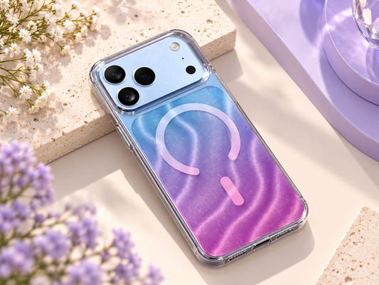 Transparent Glitter Wave Design Case For iPhone 17 Pro / 18 Pro (Rainbow) (Code:5121)
