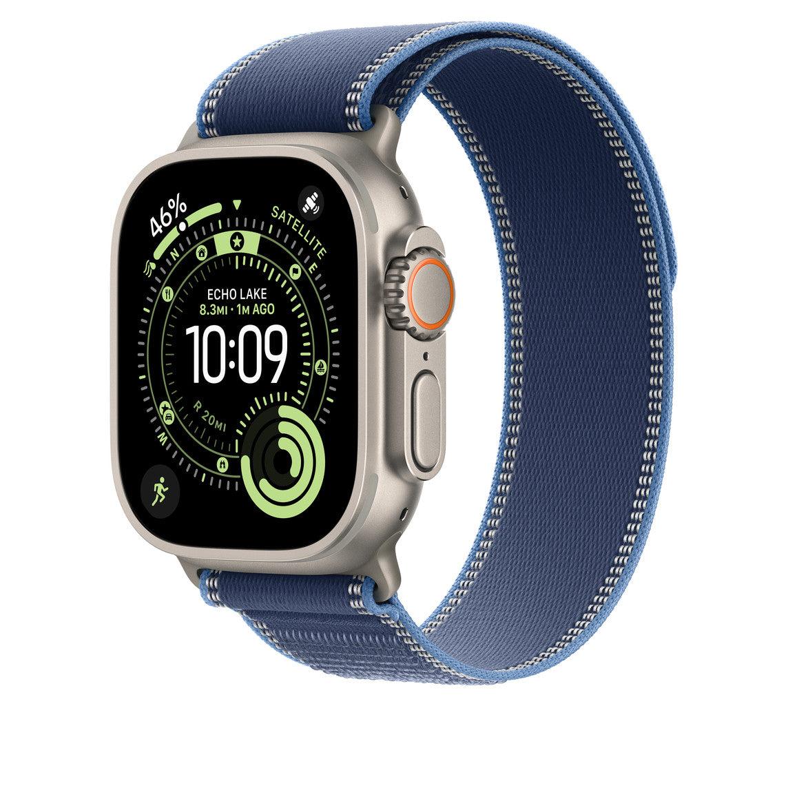 Blue/Bright Blue Trail Loop for iWatch 44/45/46mm & 49mmUltra with Silver Metal Connectors