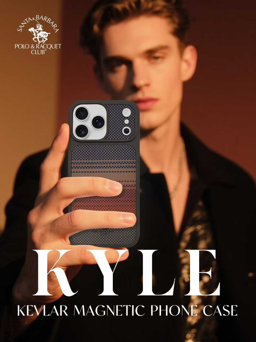 Santa Barbara Polo KYLE Carbon Fibre Series for iPhone 17 Pro Max (Orange/Brown)