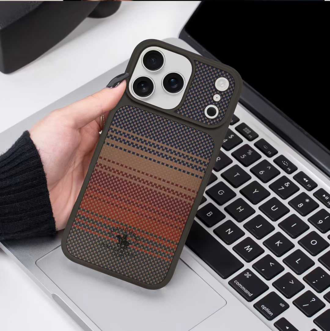 Santa Barbara Polo KYLE Carbon Fibre Series for iPhone 17 Pro Max (Orange/Brown)