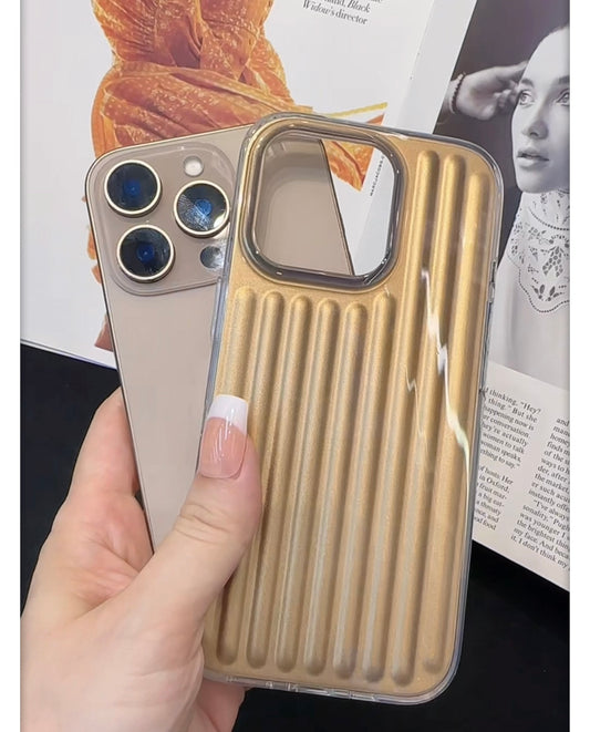 Glossy Finish Luggage Series Golden Brown Case for iPhone 16 Pro