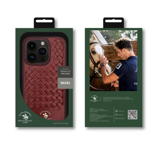 Santa Barbara Polo Ravel Series Leather Back Cover iPhone 15 Plus (Maroon)