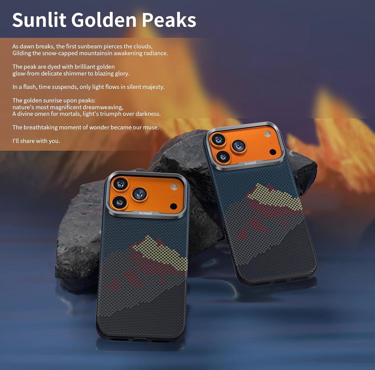 Memumi Ultra-Thin Aramid Fibre Magnetic Case Compatible with Mag-Safe, Military-Grade Drop Protection, Slim & Durable Protective Cover for iPhone 17 Pro (Mountain)