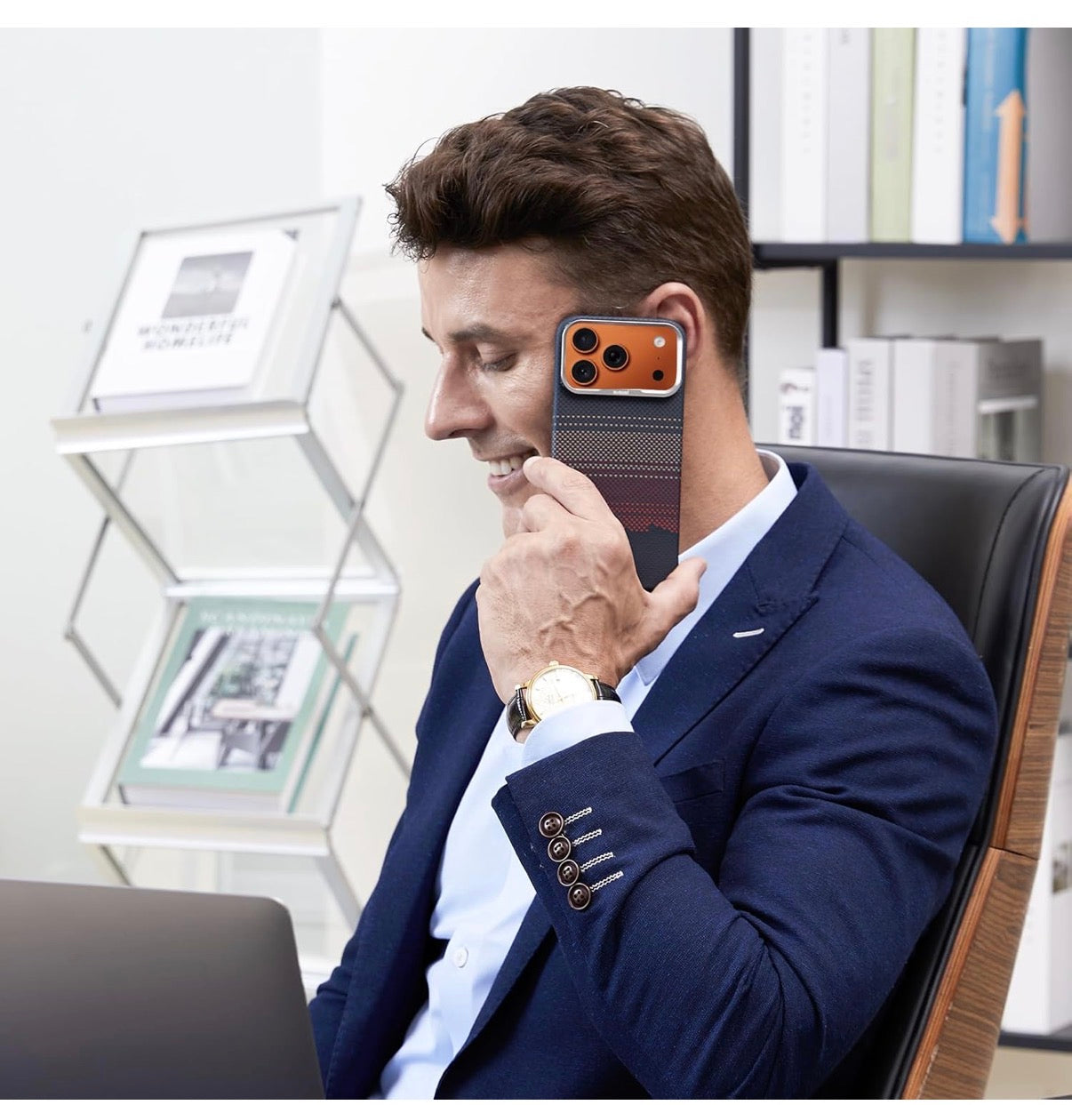 Memumi Ultra-Thin Aramid Fibre Magnetic Case Compatible with Mag-Safe, Military-Grade Drop Protection, Slim & Durable Protective Cover for iPhone 17 Pro (Sunset)