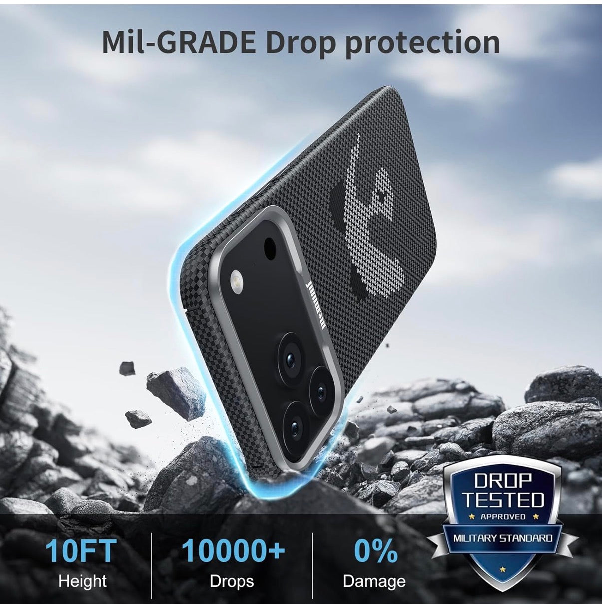 Memumi Ultra-Thin Aramid Fibre Magnetic Case Compatible with Mag-Safe, Military-Grade Drop Protection, Slim & Durable Protective Cover for iPhone 17 Pro (Panda)