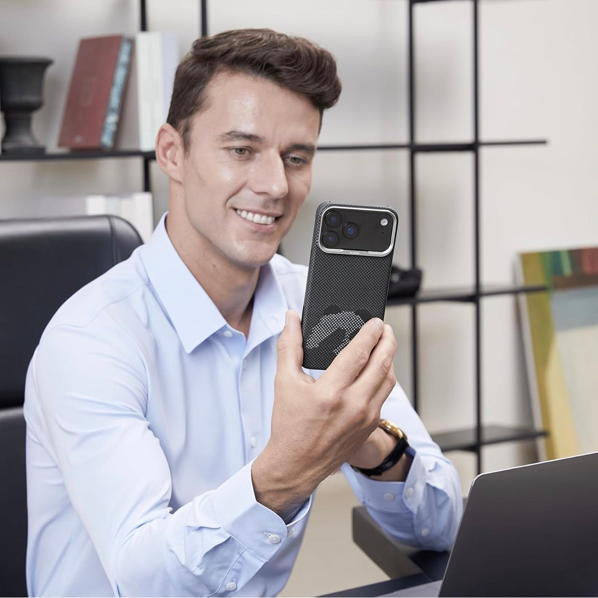 Memumi Ultra-Thin Aramid Fibre Magnetic Case Compatible with Mag-Safe, Military-Grade Drop Protection, Slim & Durable Protective Cover for iPhone 17 Pro (Panda)