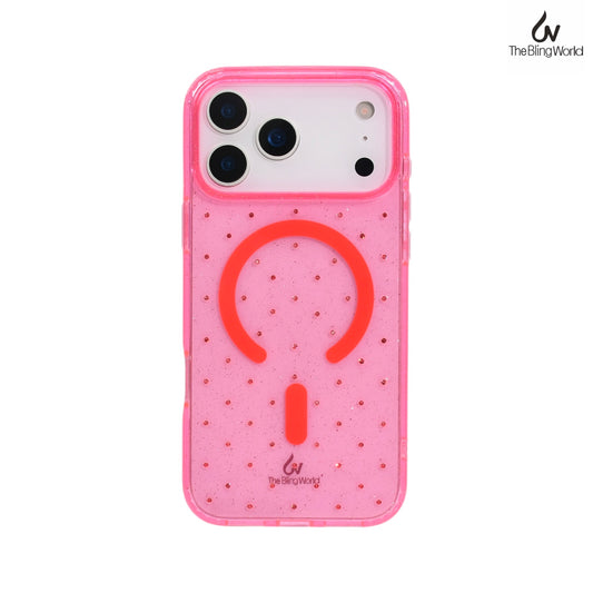 Bling World Transparent Swarovski Glitter Case for iPhone 17 Pro Max (Pink)