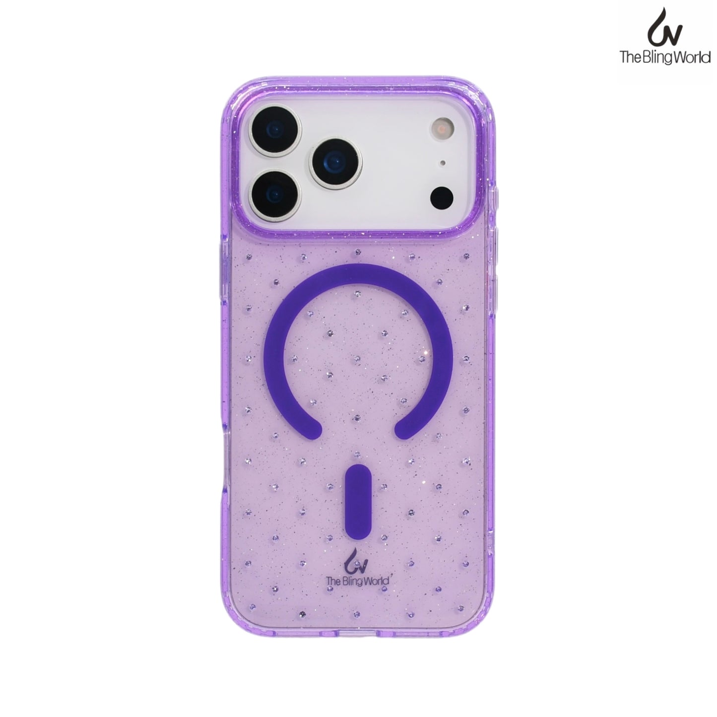 Bling World Transparent Swarovski Glitter Case for iPhone 17 Pro Max (Purple)