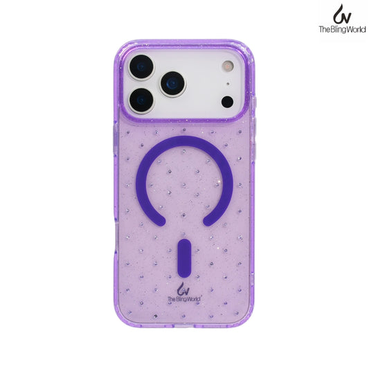 Bling World Transparent Swarovski Glitter Case for iPhone 17 Pro Max (Purple)